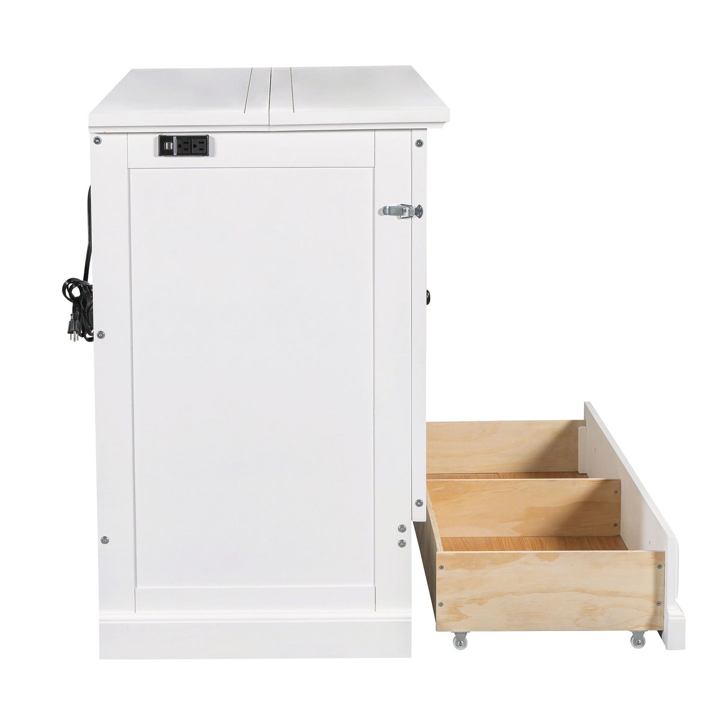 Solid Pine Murphy Cabinet Bed with Charging Station & Storage Drawer