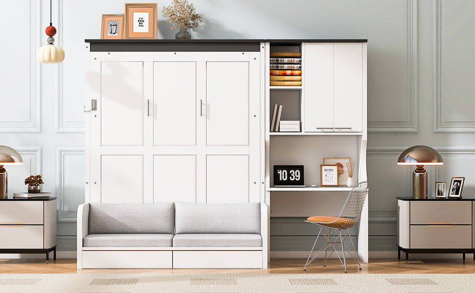 Murphy Bed with Sofa, Desk & Storage Cabinet