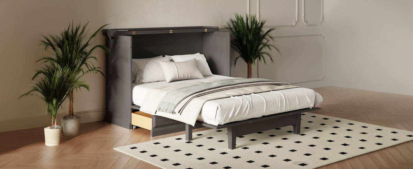 Farmhouse Solid Pine Murphy Cabinet Bed