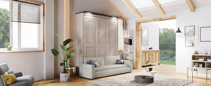Queen Murphy Bed with Sofa & LED Lighting