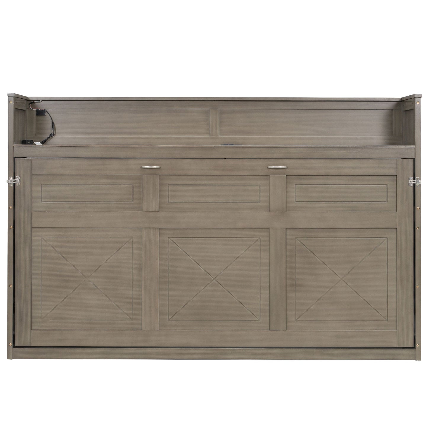 Twin XL Murphy Bed with Desk, LED Light & USB Charging
