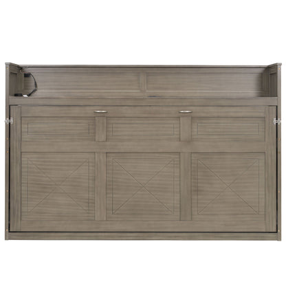 Twin XL Murphy Bed with Desk, LED Light & USB Charging