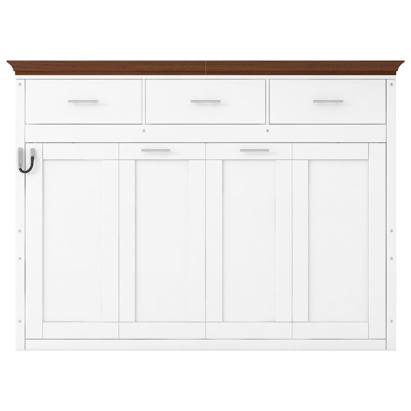 Twin Murphy Bed with 3 Drawers - White