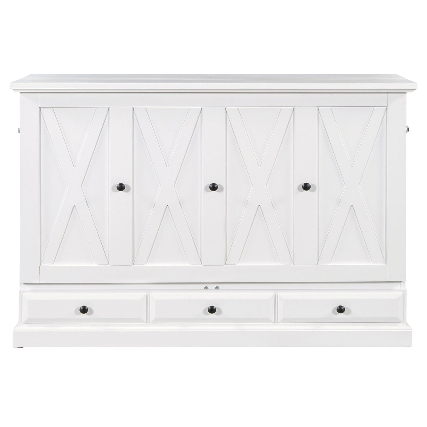 Solid Pine Murphy Cabinet Bed with Charging Station & Storage Drawer