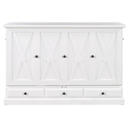 Solid Pine Murphy Cabinet Bed with Charging Station & Storage Drawer