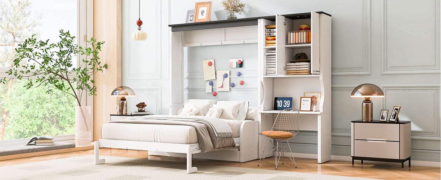 Murphy Bed with Sofa, Desk & Storage Cabinet