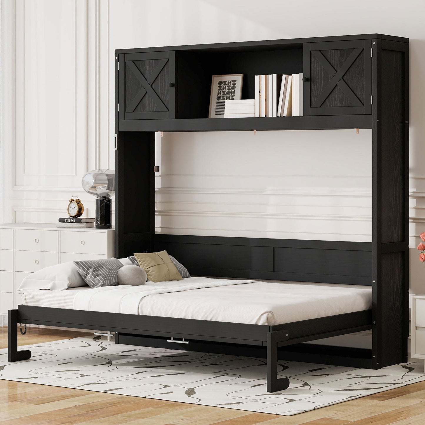 Full Murphy Bed with Storage Cabinets