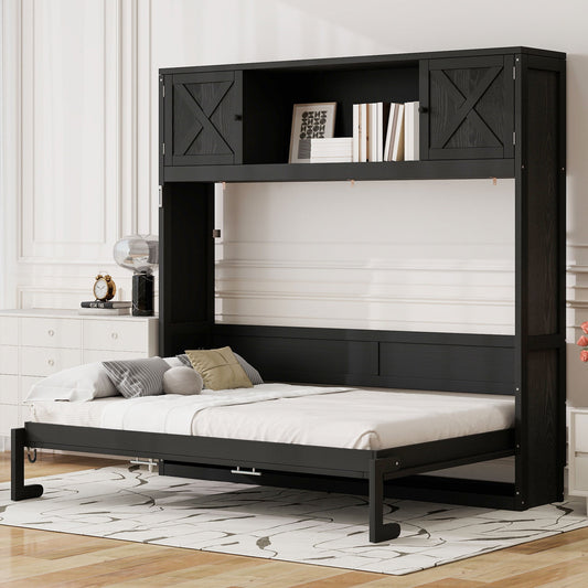 Full Murphy Bed with Storage Cabinets