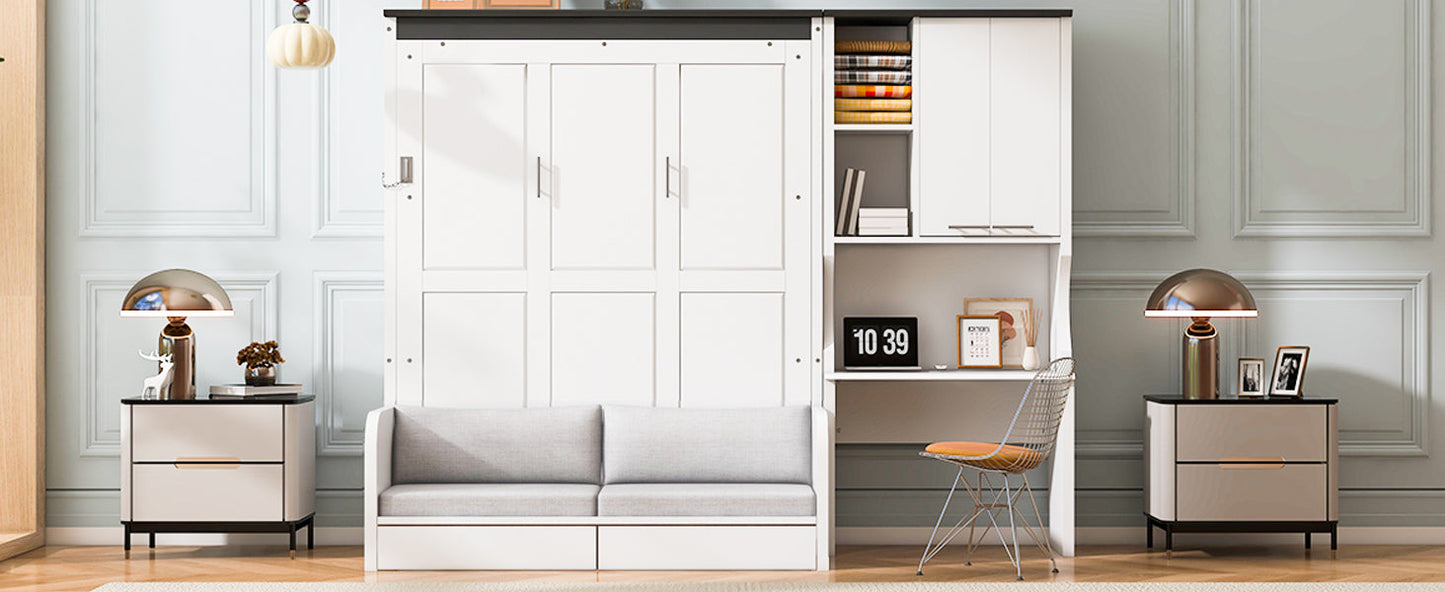 Murphy Bed with Sofa, Desk & Storage Cabinet