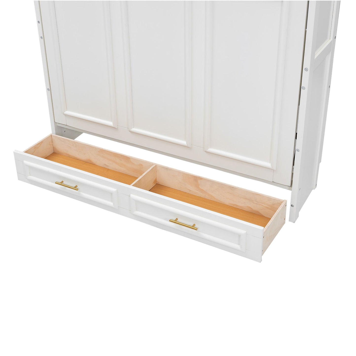 Full Murphy Bed with 2 Drawers - Beige