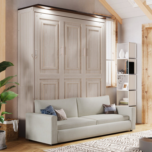 Queen Murphy Bed with Sofa & LED Lighting