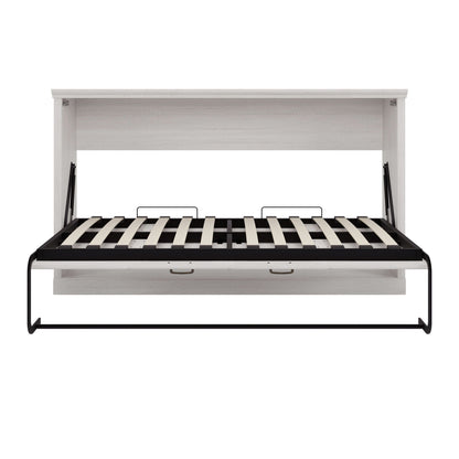 Twin Horizontal Murphy Bed with Dual Piston System - Rustic White