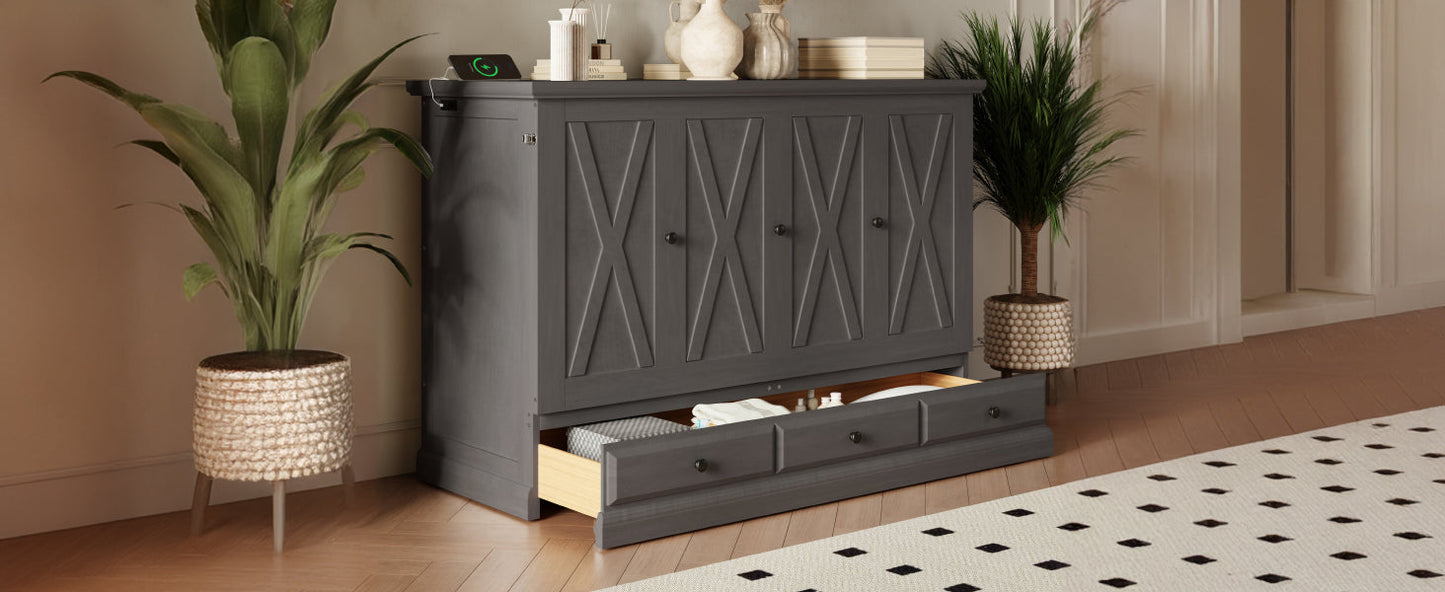 Farmhouse Solid Pine Murphy Cabinet Bed