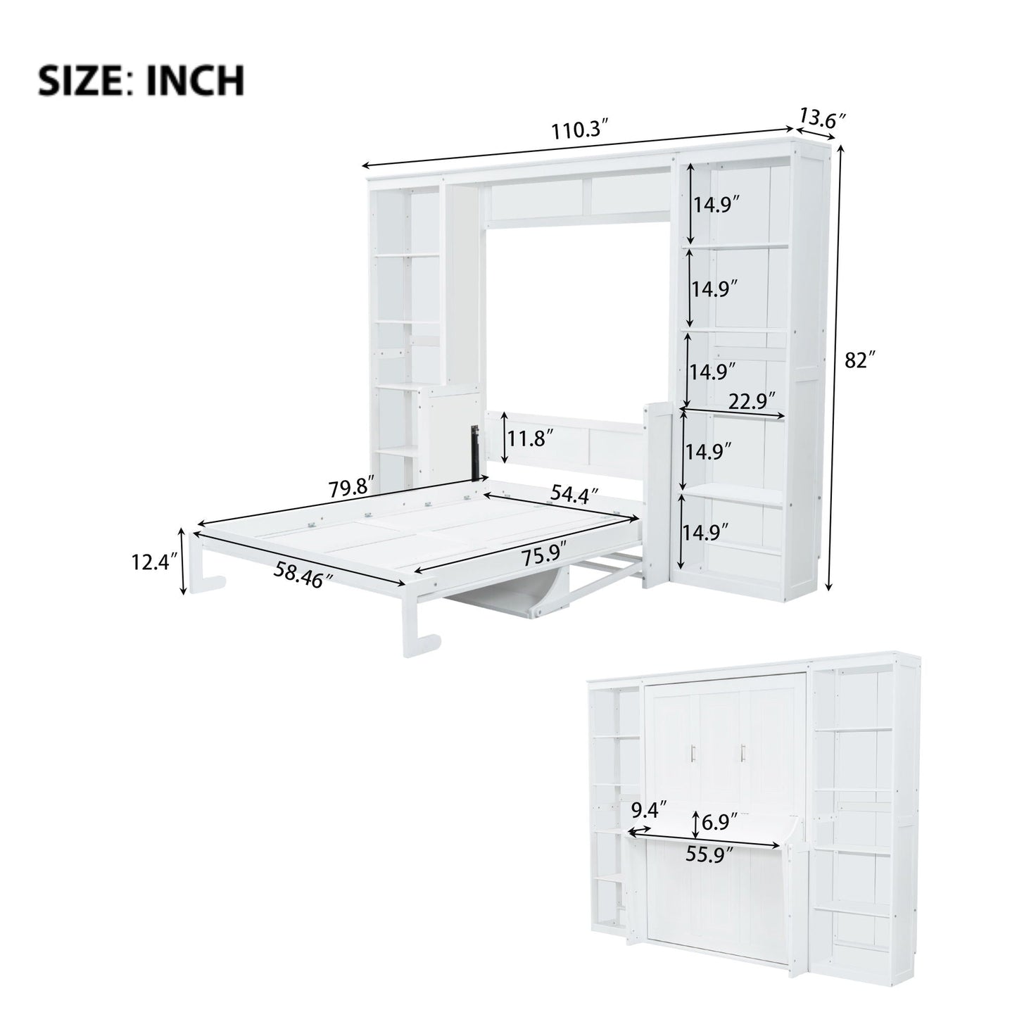Murphy Bed with Desk & Bookshelf
