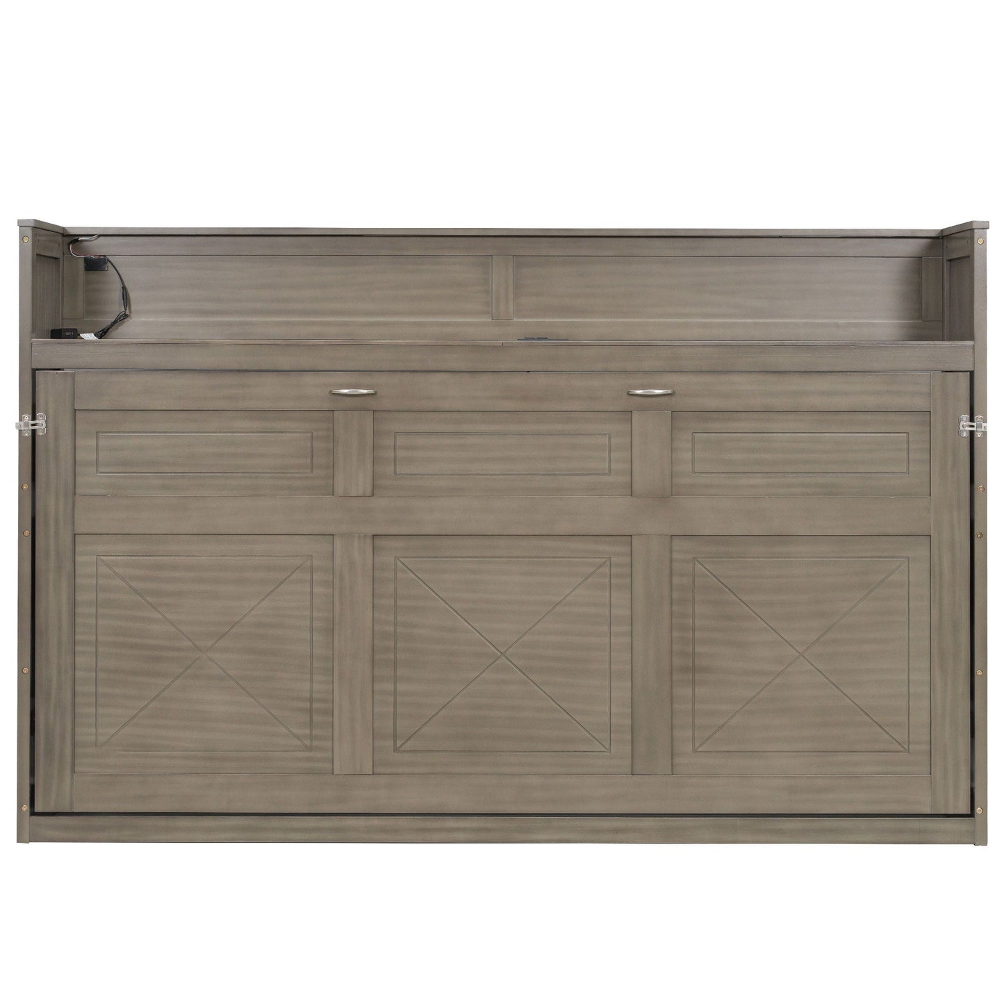 Murphy Bed with Desk, LED Light & USB Charging Station