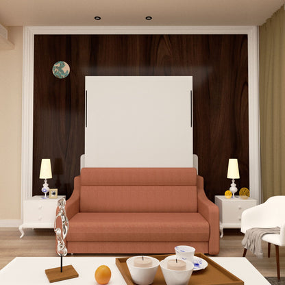 Vertical Murphy Bed with Sofa - Orange