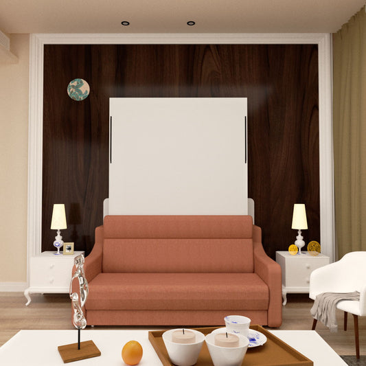 Vertical Murphy Bed with Sofa - Orange