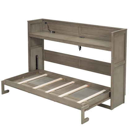 Twin XL Murphy Bed with Desk, LED Light & USB Charging