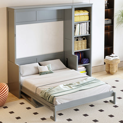 Reinforced Murphy Bed with Desk & Bookshelf