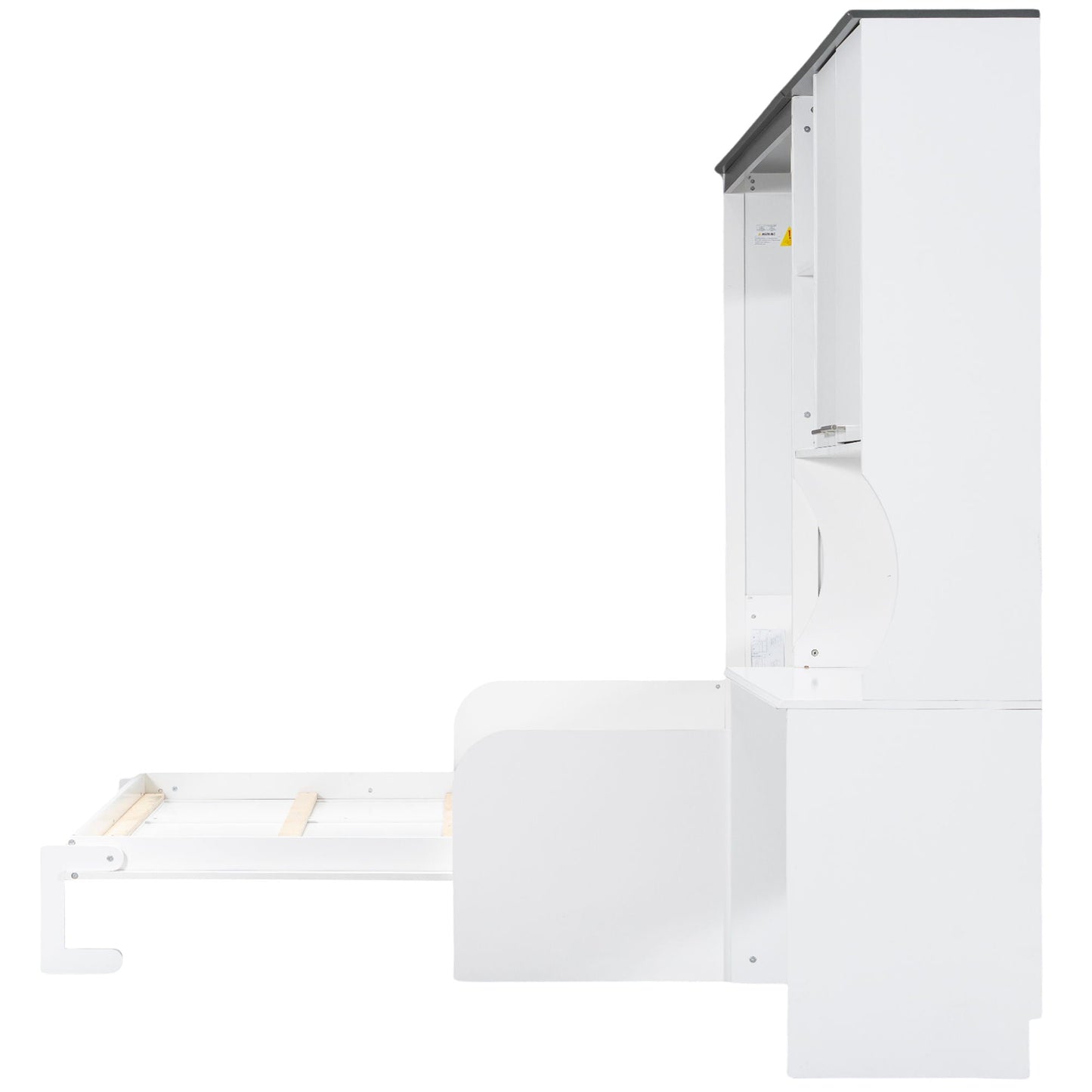 Full Murphy Bed with Sofa, Desk & Storage Cabinet - White