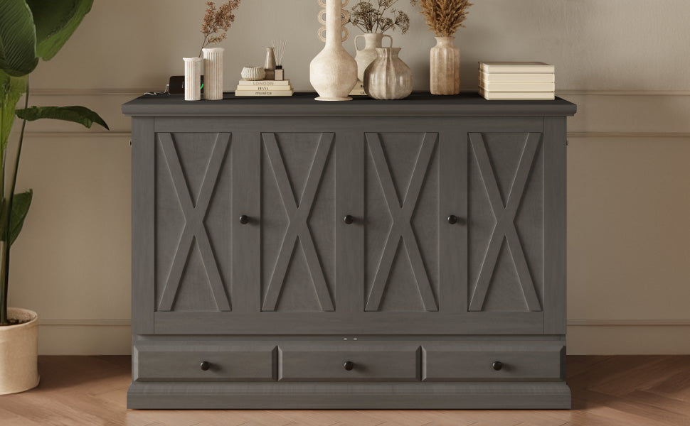 Farmhouse Solid Pine Murphy Cabinet Bed