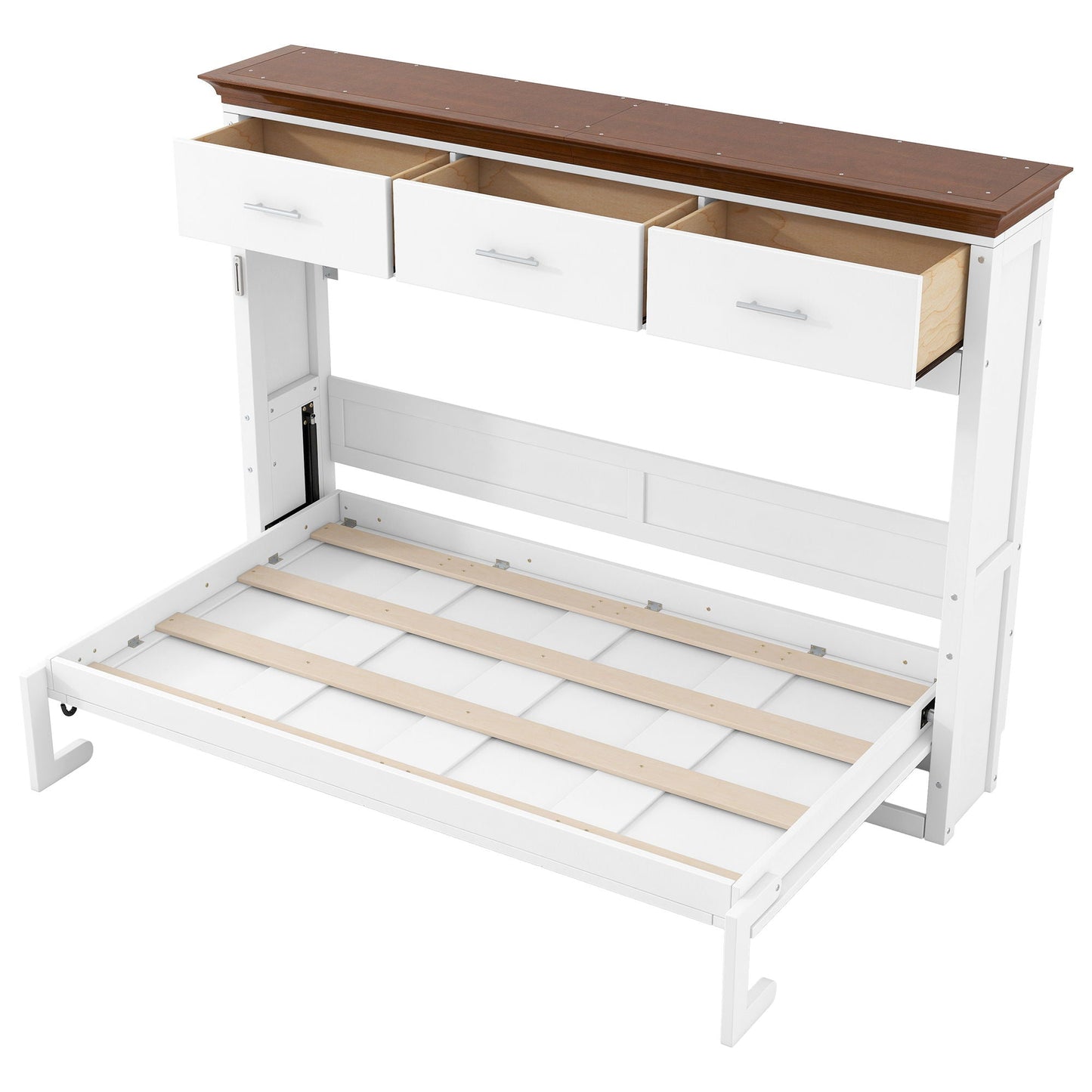 Twin Murphy Bed with 3 Drawers - White