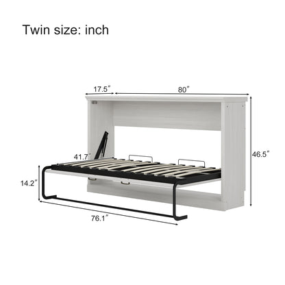 Twin Horizontal Murphy Bed - Rustic White