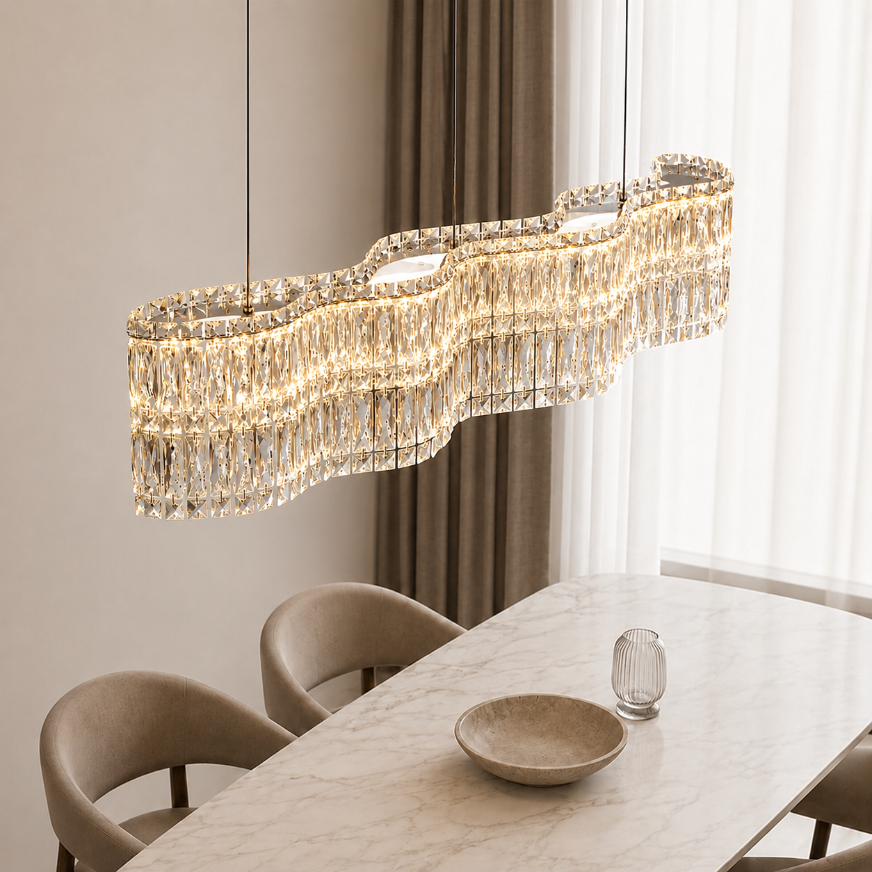 Maui Crystal Wave Chandelier