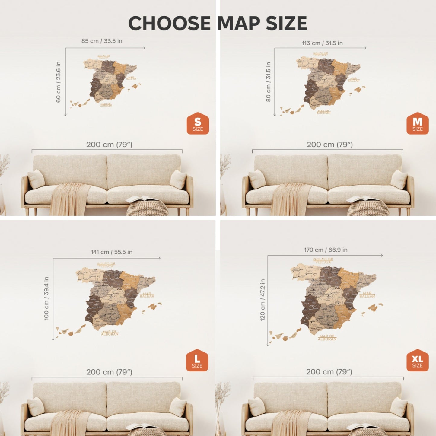 Wooden Map of Spain – Multicolor