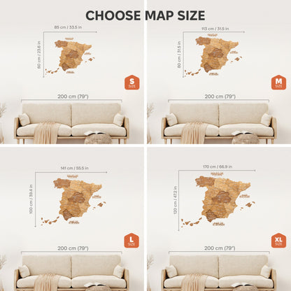 Wooden Map of Spain – Oak