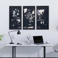 Triptych Wall Art - Wooden World Map (Nordik)
